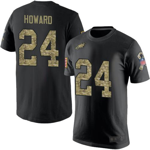 Men Philadelphia Eagles #24 Jordan Howard Black Camo Salute to Service NFL T Shirt